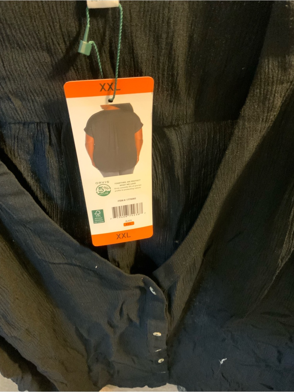 Orvis Set of Two Button-Front V-Neck Blouse in Sage and Black - Picture 3 of 6